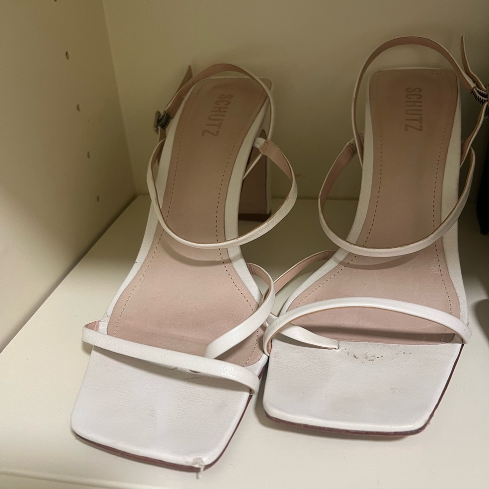 SCHUTZ White Strappy Heels